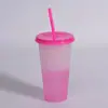 Stock Listo Transfronterizo Taza Sensible a la Temperatura que Cambia de Color Taza de Plástico Taza para Té de Frutas Taza para Bebidas Taza de Café Taza Reutilizable
