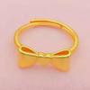 Dourado banhado a ouro Matte Love Bow Ring Mulheres latão galvanizado imitação joias de ouro estilo étnico Anel solto das mulheres