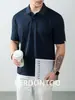 Camiseta Polo de Manga Curta para Homem, Cor Sólida, Tecido com Sensação de Frescor, Mistura de Seda de Amora, Algodão com Tecnologia de Absorção de Umidade e Secagem Rápida, Design Falso de Duas Peças, Sensação Zero na Pele