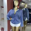 Moda Feminina Transfronteiriça Europeia e Americana Verão 2026 Novo Estilo Elegante Casual Versátil Listrado Solto Manga Longa Camisa Top
