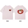 Algodón Puro PeinadoGato Tomate Especial Unisex Camiseta de Pareja Marca de Moda Verano Manga Corta