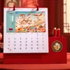 Calendario de Escritorio Personalizado Estilo Chino 2027, Calendario Creativo Rojo Año de la Oveja, Decoración de Escritorio Publicitaria para Oficina Corporativa