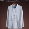 Traje Tang de Manga Larga de Primavera y Verano para Hombre, Traje Casual, Estilo Chino, Camisa para Personas de Mediana Edad y Ancianos, Ropa Hanfu de Papá y Abuelo