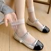 Nuevos Calcetines Cortos Transparentes de Seda de Cristal Lisos Estilo Japonés Primavera/Verano 2025 Calcetines Dulces para Chicas Apilados