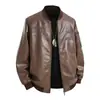 Chaqueta de cuero vintage para hombre, estilo bomber de primavera, talla grande, chaqueta de cuero de entrenador, chaqueta de motocicleta americana de otoño e invierno