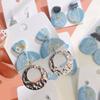 Aretes de Arcilla Polimérica Hechos a Mano con Costuras Geométricas, Aretes de Cerámica Suave de Gama Alta para Mujer, Nicho, Elegantes, de Gancho y Tachuelas para Mujer