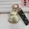Chaveiro Diário Saco da Fortuna Ouro Puro 999 Pingente Pendurado na Bolsa do Carro Abertura para Pendurar Presente Venda por Atacado