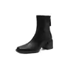 Botas Silenciosas de Suela Baja Estilo Coreano Temperamento Versátil Adelgazantes 2026 Invierno Tacón Grueso Tacón Alto Punta Cuadrada Para Viajar Elásticas Abrigadoras de Pierna Botines Cortos Mujer