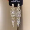 Brincos de Franja Gota D'água Cravejados de Diamante Estilo Retro de Luxo Leve Agulha de Prata Brincos Requintados de Alta Qualidade Estilo Palácio Francês para Mulheres