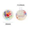 Cuentas Redondas Estampadas Luminosas de 16 mm Cuentas Pequeñas Rojas de Flor de Acrílico para Bolígrafo, Cadena de Teléfono Móvil, Accesorios de Joyería