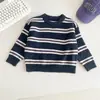Valle del Viento 2026 Otoño Nuevo Estilo Coreano Bloques de Color Suéter Rayado para Niños, Tejido Elegante y Versátil para Otoño/Invierno de Niños