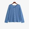 Top Holgado de Punto con Cuello Redondo y Calados para Mujer Talla Grande, Cárdigan de Manga Larga, Estilo Otoño 2026, Cárdigan de Punto para Mujer Talla Grande 23339