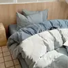 Conjunto de quatro peças 100% algodão, capa de edredom minimalista xadrez estilo japonês, conjunto de cama de três peças para dormitório de estudante masculino