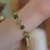 Pulsera de Trébol de Cuatro Hojas Ágata Verde Natural Imitación Calcedonia Pulsera de Trébol de Cuatro Hojas Femenina ins Diseño de Nicho de Suerte Femenino Simple