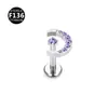 Liga de Titânio F136 Lua Nova Lábio Unha Aobao Dentes Internos Lábio Unha Arco Flor Triangular Strass Multi-estilo Anel de Lábio