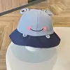 Gorro de bebé primavera y otoño pana sombrero de sol invierno niños rana de dibujos animados sombrero de cubo cálido sombrero de pescador para niños