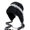 Sombrero Lei Feng Peludo Cálido de Otoño e Invierno Sombrero Baotou a Prueba de Frío del Noreste Sombrero de Punto para Circunferencia de Cabeza Grande Sombrero de Felpa con Protección para las Orejas para Mujer