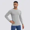 Camiseta de manga longa de secagem rápida feita sob medida, peça de compressão justa para treino de corrida com proteção solar, processamento de vestuário esportivo de fitness tubarão