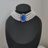 Corea del Sur Vintage Perla Diamante Borla Cadena de Cuello Celebridad Cibernética Sentido del Diseño Elegante Flor Lazo Cadena Clavicular Collar para Mujer