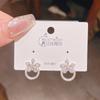 Pendientes de Aro Florales Coreanos Elegantes con Circonita, Flor de Color Brillante, Pendientes Geométricos Versátiles de Gama Alta para Ropa de Trabajo Diaria