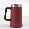 Taza de Cerveza de 24 oz Acero Inoxidable 304 Taza de Doble Pared con Aislamiento al Vacío Gran Capacidad Portátil para Oficina con Asa