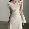 En Stock~Vestido Lindo Estilo Vecina con Espalda de Corbata y Cuello Polo Ajustable a la Cintura, Ropa para Mujer Estilo Coreano, Nuevo Modelo de Verano