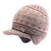 Chapéus de Inverno para Mulheres de Meia-Idade e Idosas, Avó, Mãe, Chapéus Quentes para Idosos, Chapéus de Lã Grossa Tricotados com Forro de Fleece e Proteção Auricular de Pelo de Coelho