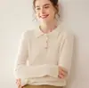 Suéter con Cuello Polo y un Diseño Femenino de Cuello Solapa, Suéter de Cachemira, Camiseta Básica de Punto Suave Casual de Nicho para Otoño e Invierno