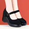 Zapatos de Tacón de Cuña para Mujer con Suelas Gruesas, Nuevo Modelo Otoño 2026, Zapatos Cómodos de Tela con Suela Suave para Mujeres de Mediana Edad y Mayores, Adecuados para Madres y Trabajo en Hoteles