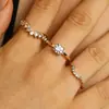 Conjunto de Anillos Dulce de Tres Piezas, Sencillo y Personalizado, Transfronterizo, Conjunto de Anillos Abierto de Moda Exquisito Micro-pavimentado con Circonia, Nicho