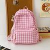 Mochila Pequena Xadrez Estilo Fresco Feminina Estilo Coreano Ins Mochila Versátil para Meninas Estudante Campus Casual Mochila de Alto Valor