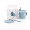 Vaso Pajita de Silicona para Dentición para Niños de Venta Caliente de Fábrica Transfronteriza Vaso para Aprender a Beber para Bebé con Asa Binaural Antiescaldado Dos en Uno