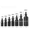 Anillo negro de alta gama botella de aceite esencial negro brillante 10 ml 30 ml botella dispensadora de aceite esencial con gotero, botella de aceite esencial de vidrio, botella vacía