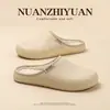 Fábrica de Zapatos Qidan Pantuflas de Algodón Impermeables para Mujer, Uso en Casa Otoño/Invierno, Calidez con Felpa Adicional, Pantuflas de Algodón Silenciosas Antideslizantes para Interiores para Hombre