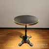 Mesa de Comedor Exterior Francesa de Pizarra Mármol con Borde de Acero Inoxidable Mesas y Sillas para Restaurante Occidental Tienda de Té con Leche Cafetería