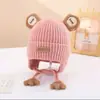 Gorro de inverno infantil, quente e grosso, gorro pontudo fofo, chapéu de tricô à prova de vento e protetor de orelhas para meninos e meninas