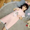 Camisola de menina algodão fino princesa bebê crianças pequenas médias e grandes macacão pijama mãe e filha pai e filho vestido de casa