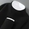 Suéter 100% Lana Pura Otoño e Invierno para Hombre de Cuello Alto Medio Jersey de Punto Suéter Casual Holgado Base Suéter de Cachemira