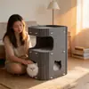 Nido de gato de fieltro, castillo de gato de múltiples niveles, adecuado para todas las estaciones, casa de gato cerrada, estructura de escalada para gatos, villa para gatos integrada