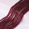 Cuentas redondas de granate natural, piezas largas semiacabadas, granate rojo vino DIY cuentas sueltas de cristal, accesorios para joyería de cuentas redondas