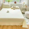 Lençol de Algodão Lavado Cor Sólida Peça Única Estilo Minimalista Dormitório Estudantil Pode Dormir Nu Lençol para Cama de Criança Individual Roupa de Cama