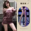 Roupas Estilo Boneca com uma Vibração Pura e Sedutora, Uniforme Bodycon Roxo sem Costas de Um Ombro com Mangas Longas, Lingerie Sexy e Provocante, Roupa de Dormir Sedutora