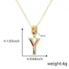 Collar con colgante de letra inglesa con microincrustaciones de circonita de color transfronterizo, chapado en cobre, cadena de clavícula de 18 quilates, joyería para mujer al por mayor