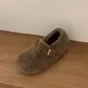 Zapatos para Mujer Otoño e Invierno Estilo Birkenstock con Aumento Interno de Altura de 5 cm, Suela Gruesa, Forrados de Lana de Cordero, Totalmente Cerrados, Zapatos Cálidos de Algodón