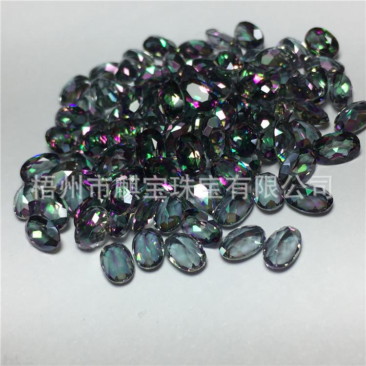 天然水晶电镀七彩4*6旦形