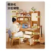 Escritorio con estantería, mesa integrada para estudiantes y uso doméstico, escritorio de escritura para dormitorio, montado en la pared con cajones, estantería, escritorio de oficina para computadora para adultos