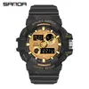 Reloj SANDA para estudiantes, doble pantalla, textura de mezclilla, reloj electrónico multifuncional, reloj electrónico deportivo impermeable transfronterizo