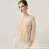 Suéter de punto para mujer de otoño e invierno, cuello en V, seda y cachemira, corte holgado y ajustado, suéter de punto liso versátil