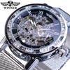 T-WINNER Reloj de Hombre Winner Moda Casual Clásico Popular Diamantes de Imitación Calado Malla con Reloj Mecánico Manual