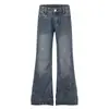 Calça Jeans Flare Longa Casual Lavada Solta com Rebites e Strass Estilo Hot Girl Americana para Mulheres, Novidade Outono 2026